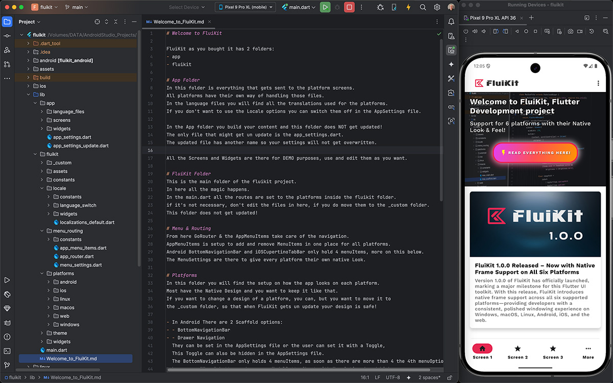 Android Studio File Structure for FluiKit