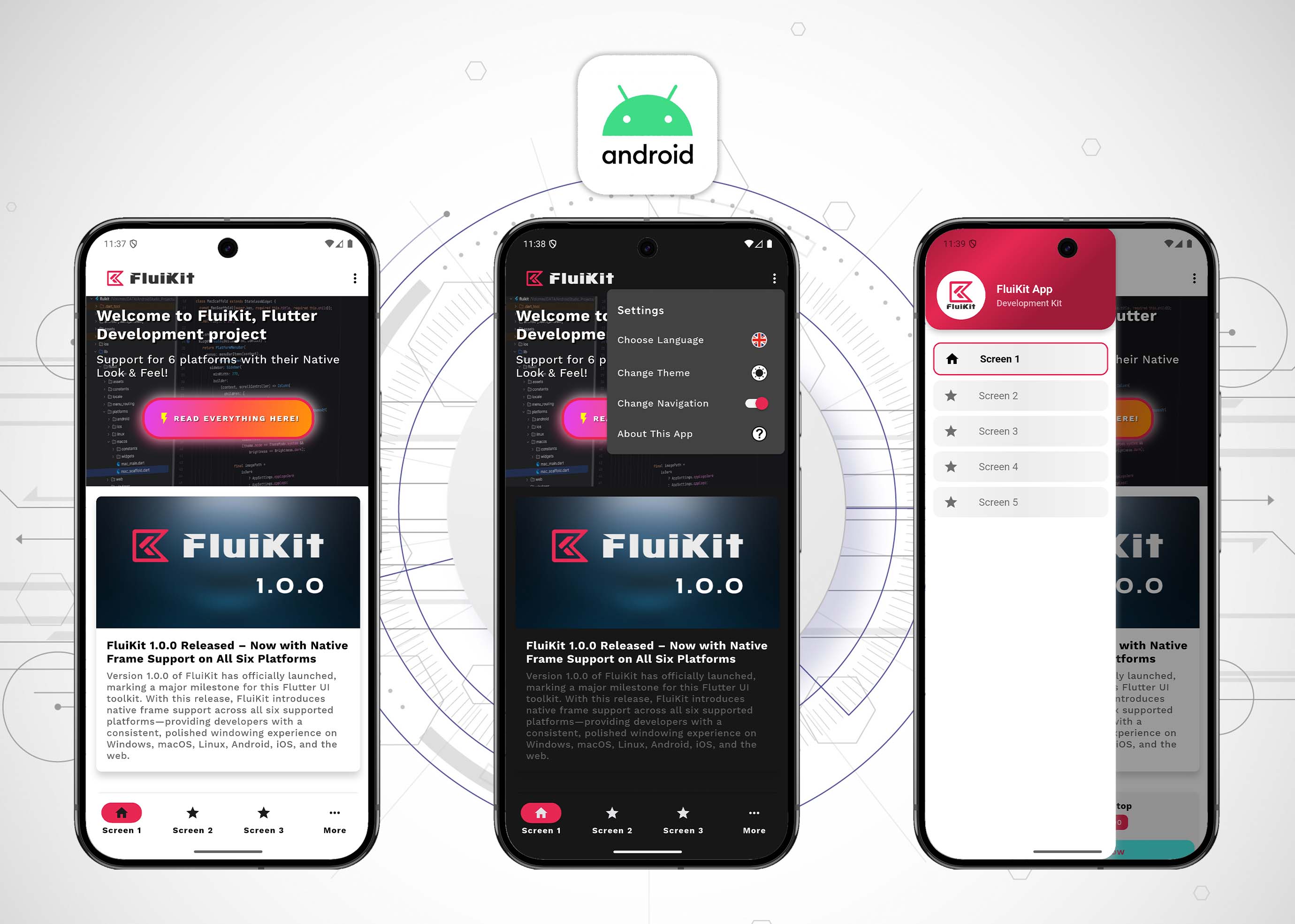 Platform Android support for FluiKit Flutter UI Kit Framework