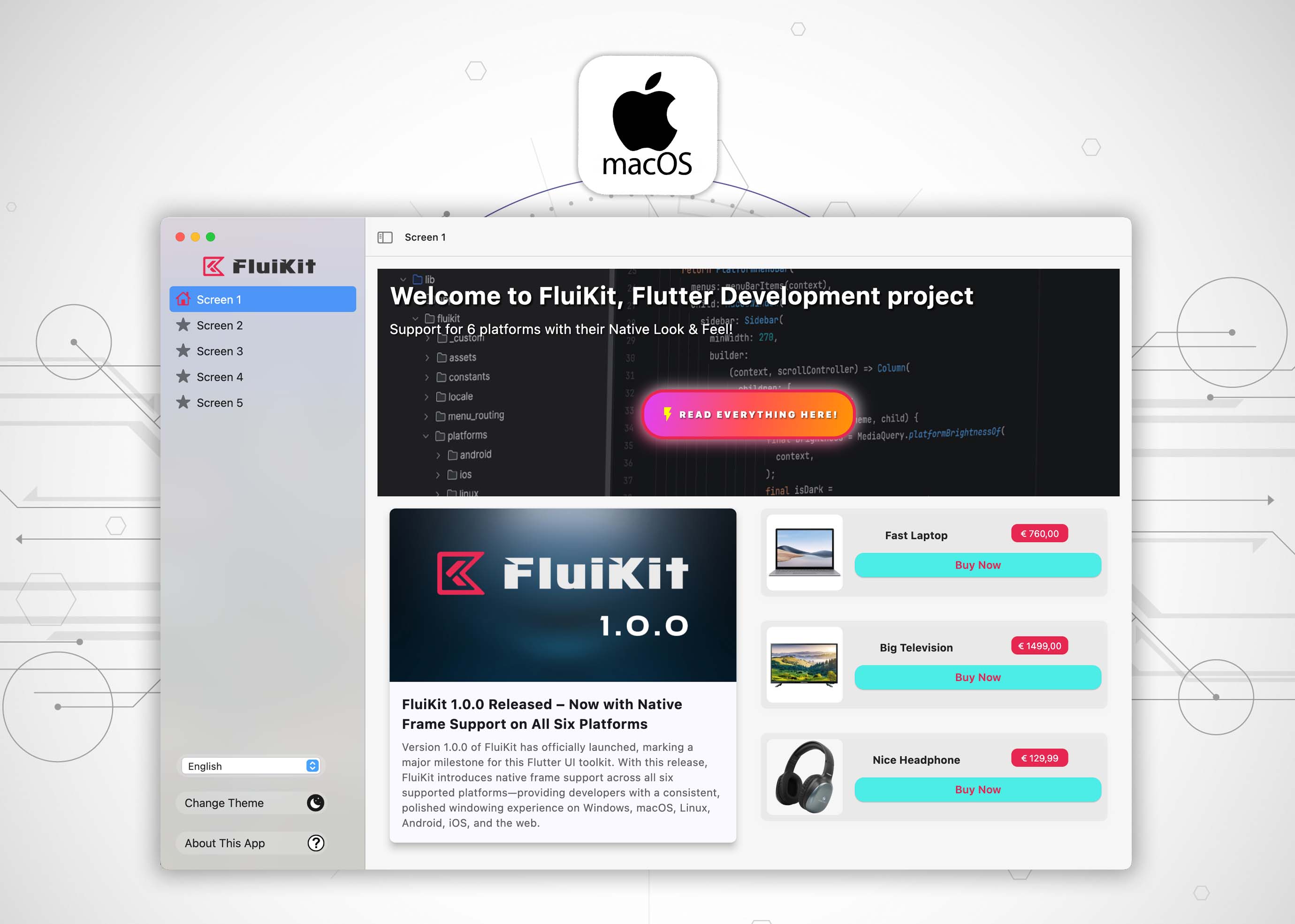 Platform MacOS support for FluiKit Flutter UI Kit Framework